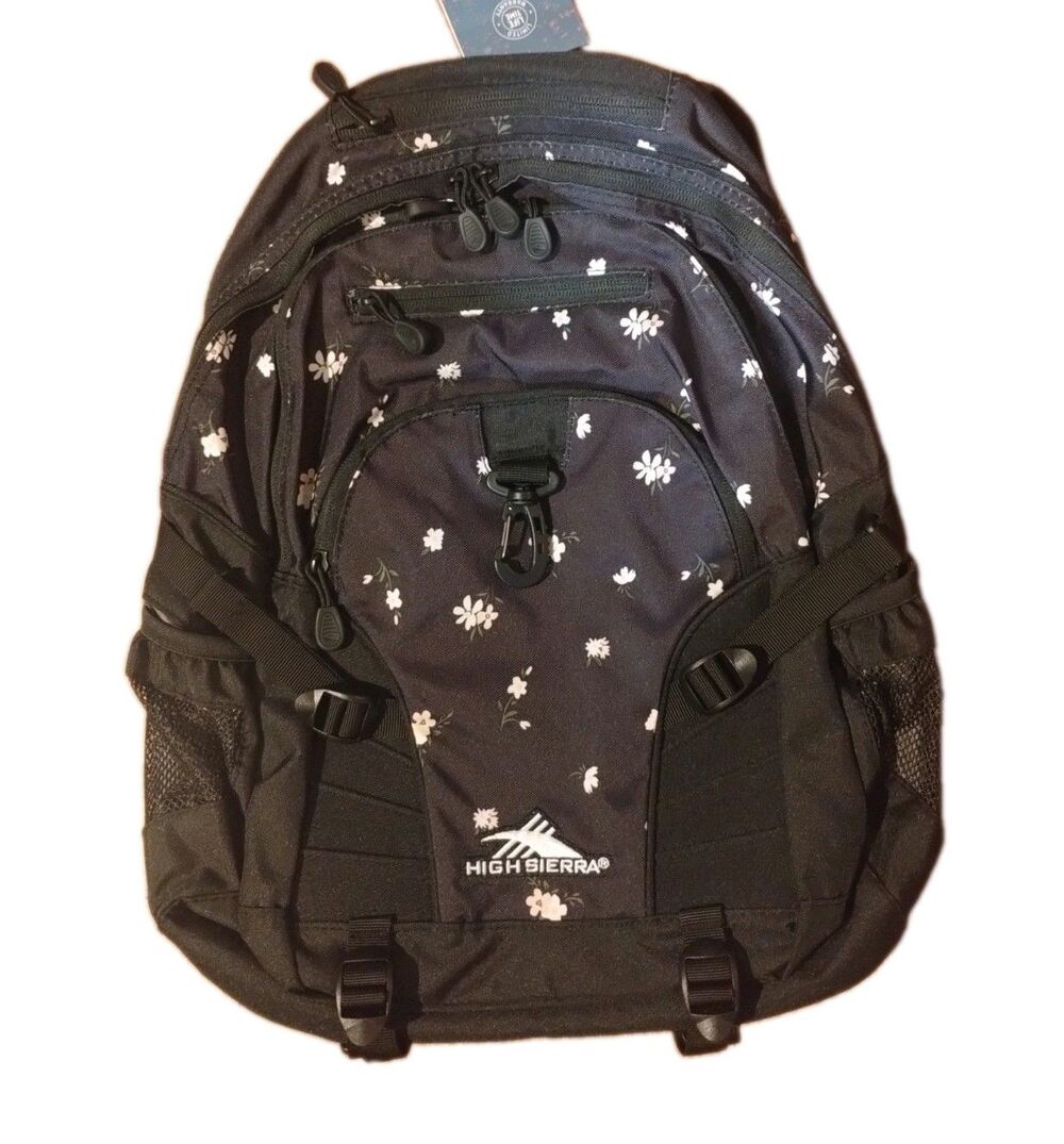 High Sierra Loop Backpack, Large Women's Teen's School Daypack, Floral Black NWT